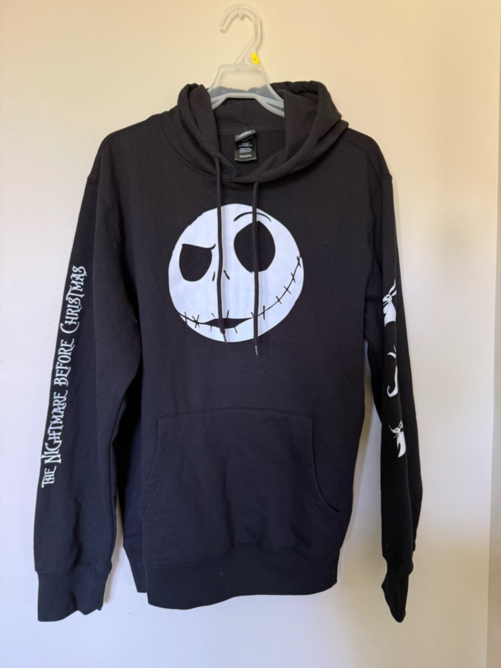 Disney Black Pullover Hoodie with White Jack Skellington Graphic